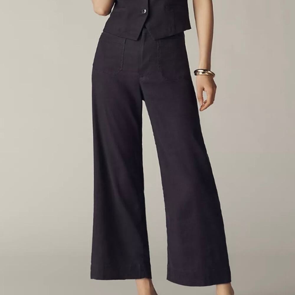 MAEVE‎ x ANTHROPOLOGIE | The Colette Wide-Leg Pants Linen Viscose Black | 34
